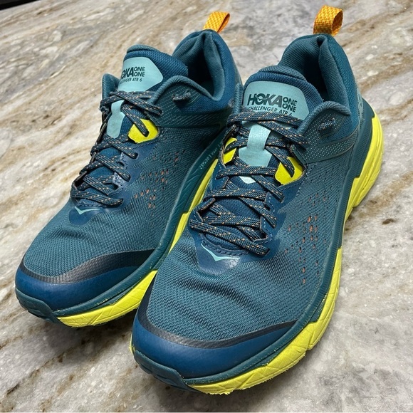 Hoka One One Challenger ATR 6 Hiking Running Shoe Blue Coral Primrose Men’s 9D